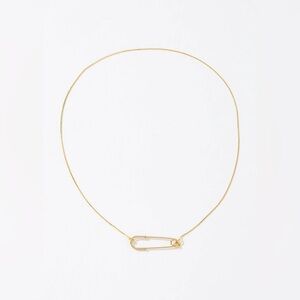 Set and stone safety pin necklace